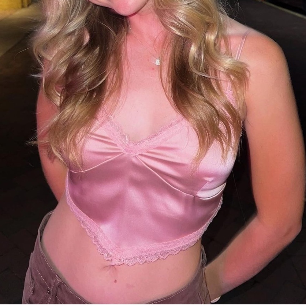 Pink silk/lace boutique top